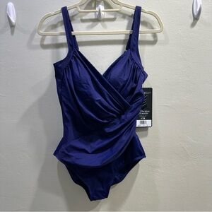 Miraclesuit Soft Cup Bra Eggplant Purple‎ One Piece Slimming Swimsuit Size 12
